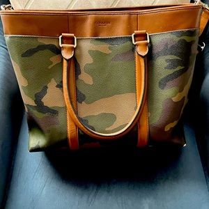 COACH Perry Canvas Leather Camo Tote Bag